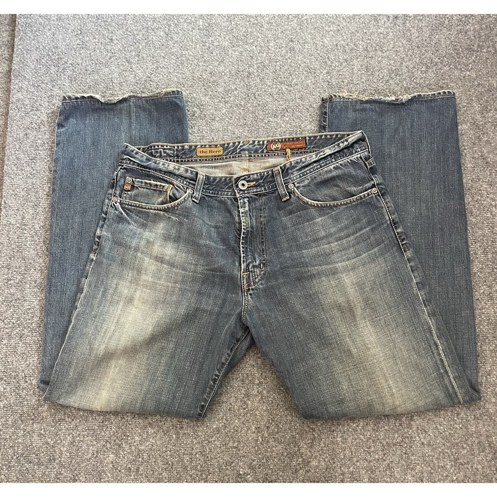 AG Vintage Demin Jeans Mens 36x32 Adriano Goldshmied The Hero Made USA Well Worn